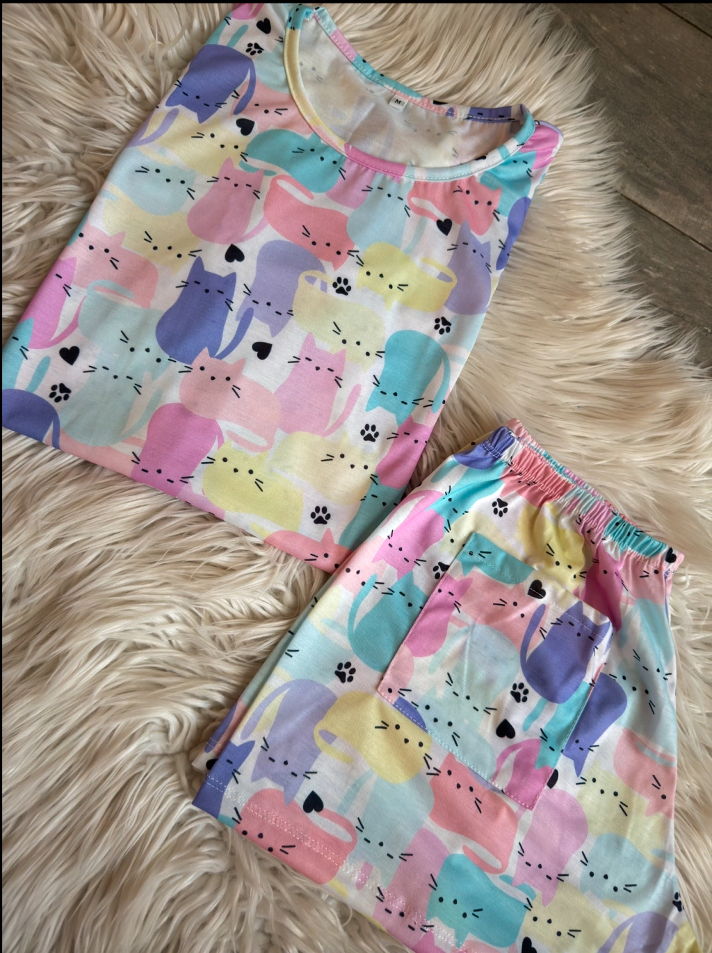 Pijama Corto Full Print Gatitos Multicolores